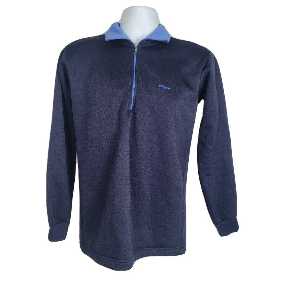 Patagonia Capilene 1/4 Zip Jacket Blue USA Made Pullover Base Layer Men's Size M